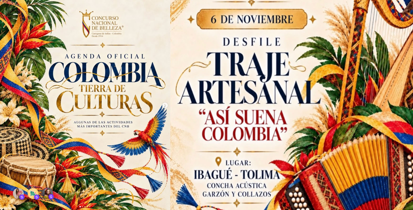 El Viernes 6 de noviembre será el Desfile en Traje Artesanal del CNB 2026, en la Concha Acústica de Ibagué